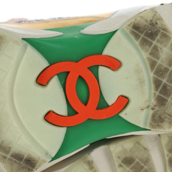 CHANEL Sneakers Tweed Multicolor CC Auth 138473M