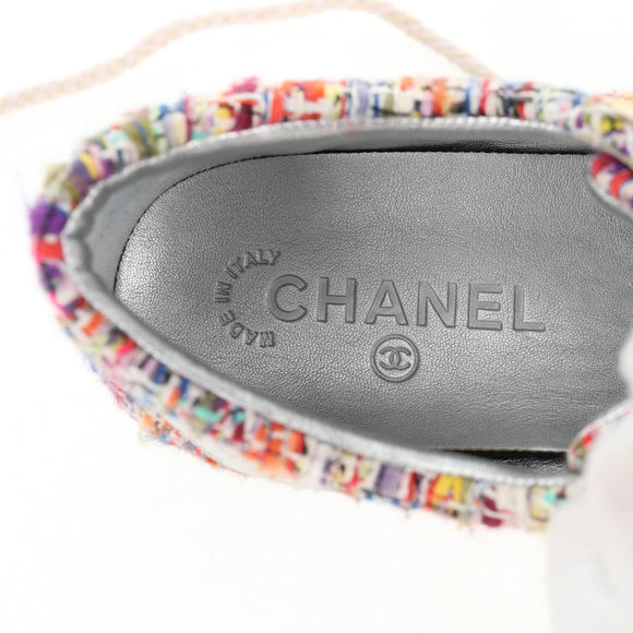 CHANEL Sneakers Tweed Multicolor CC Auth 138473M