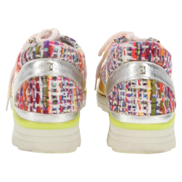 CHANEL Sneakers Tweed Multicolor CC Auth 138473M