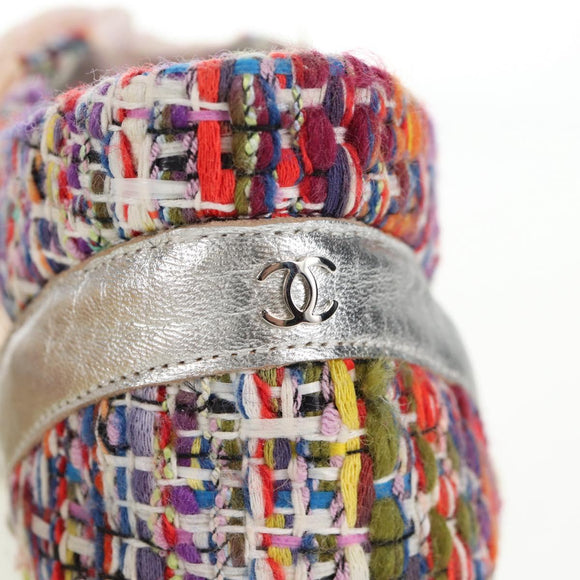 CHANEL Sneakers Tweed Multicolor CC Auth 138473M