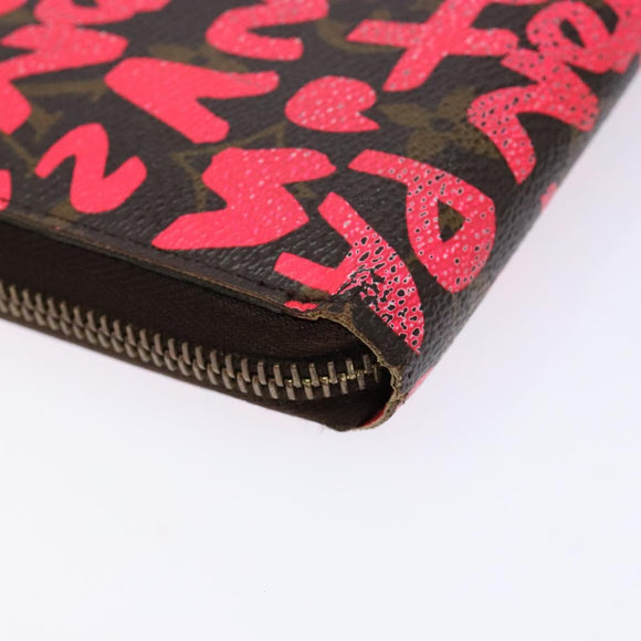LOUIS VUITTON Monogram Graffiti Zippy Long Wallet Pink M93710 LV Auth 138475