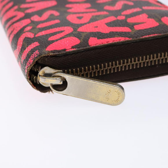 LOUIS VUITTON Monogram Graffiti Zippy Long Wallet Pink M93710 LV Auth 138475