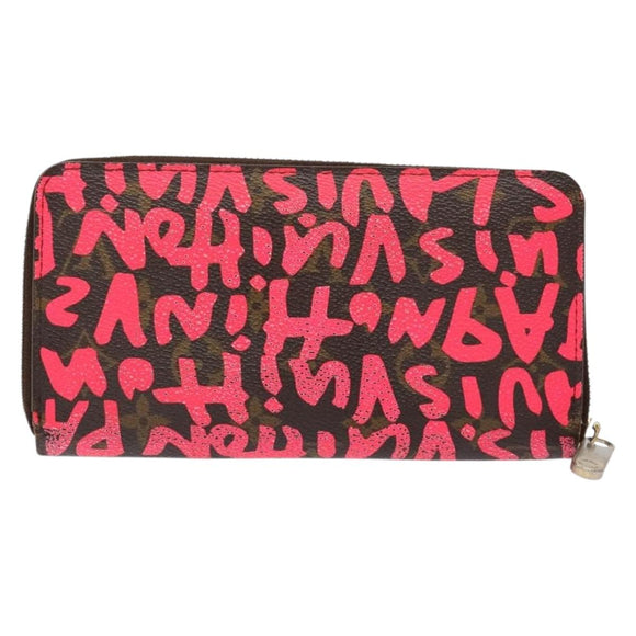 LOUIS VUITTON Monogram Graffiti Zippy Long Wallet Pink M93710 LV Auth 138475