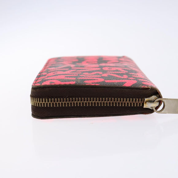LOUIS VUITTON Monogram Graffiti Zippy Long Wallet Pink M93710 LV Auth 138475