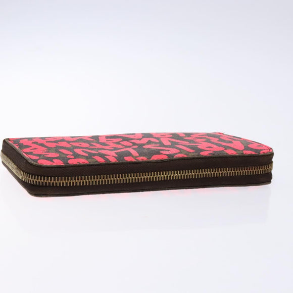 LOUIS VUITTON Monogram Graffiti Zippy Long Wallet Pink M93710 LV Auth 138475