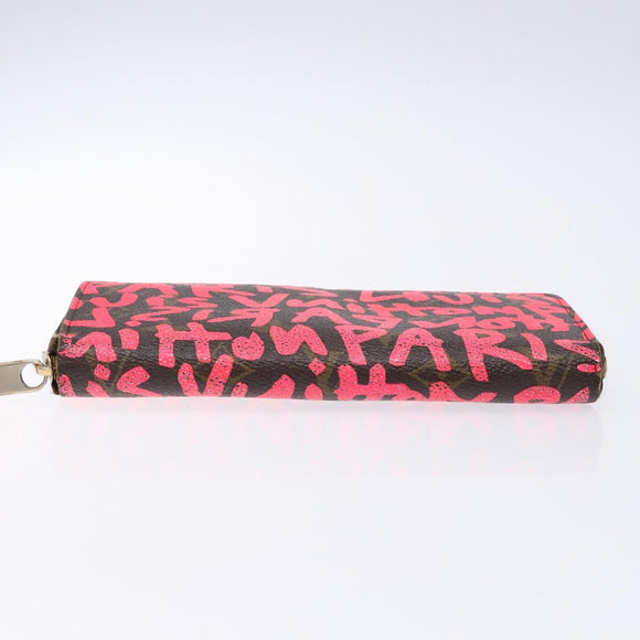 LOUIS VUITTON Monogram Graffiti Zippy Long Wallet Pink M93710 LV Auth 138475