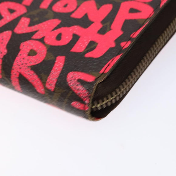 LOUIS VUITTON Monogram Graffiti Zippy Long Wallet Pink M93710 LV Auth 138475