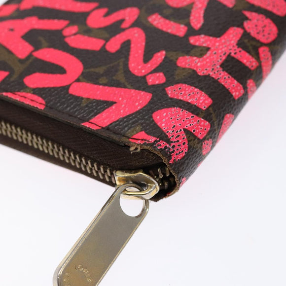 LOUIS VUITTON Monogram Graffiti Zippy Long Wallet Pink M93710 LV Auth 138475