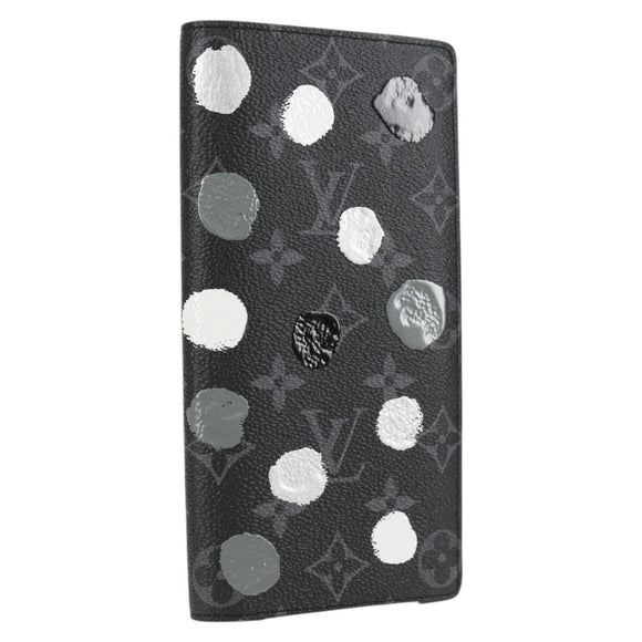 LOUIS VUITTON Monogram Eclipse (LV x YK) Portefeuille Plaza M81932 Auth 138477M