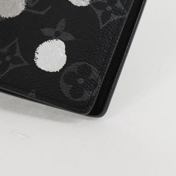 LOUIS VUITTON Monogram Eclipse (LV x YK) Portefeuille Plaza M81932 Auth 138477M