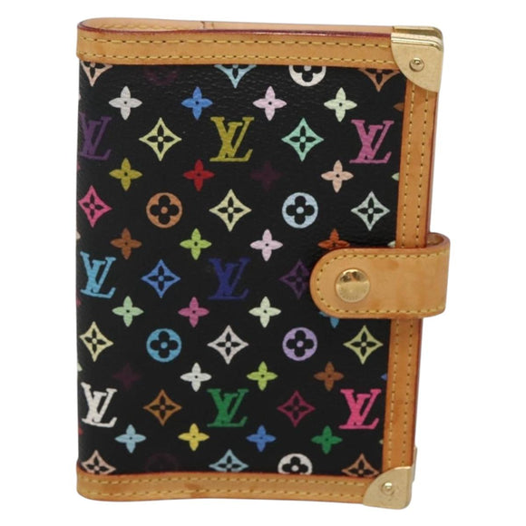 LOUIS VUITTON Multicolor Agenda PM Day Planner Cover Black R20895 Auth 138483