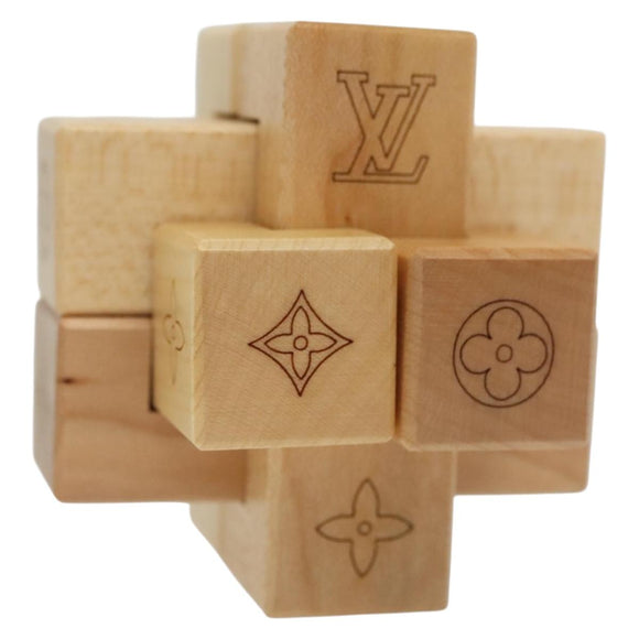 LOUIS VUITTON Puteki Wooden Puzzle Building Blocks Wood Beige LV Auth 138490