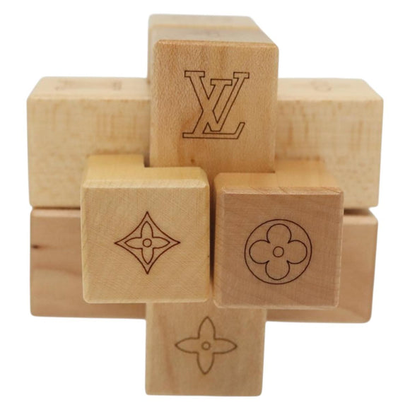 LOUIS VUITTON Puteki Wooden Puzzle Building Blocks Wood Beige LV Auth 138490