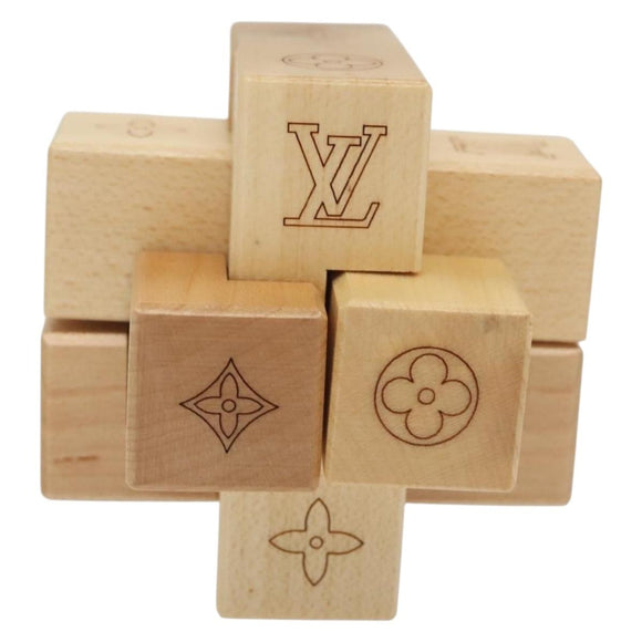 LOUIS VUITTON Puteki Wooden Puzzle Building Blocks Wood Beige LV Auth 138490