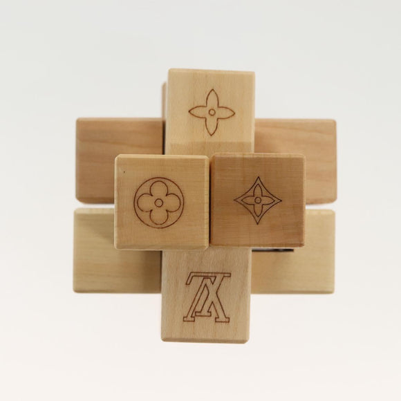 LOUIS VUITTON Puteki Wooden Puzzle Building Blocks Wood Beige LV Auth 138490