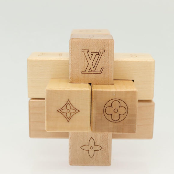LOUIS VUITTON Puteki Wooden Puzzle Building Blocks Wood Beige LV Auth 138490