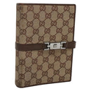 GUCCI GG Canvas Jackie Day Planner Cover Beige Silver 29961 Auth 138492-1