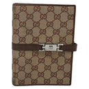 GUCCI GG Canvas Jackie Day Planner Cover Beige Silver 29961 Auth 138492-13