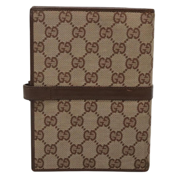 GUCCI GG Canvas Jackie Day Planner Cover Beige Silver 29961 Auth 138492