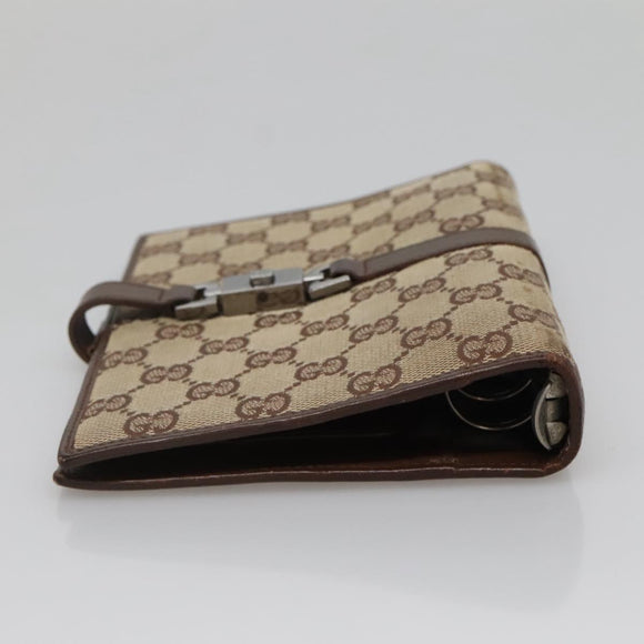 GUCCI GG Canvas Jackie Day Planner Cover Beige Silver 29961 Auth 138492
