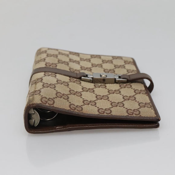 GUCCI GG Canvas Jackie Day Planner Cover Beige Silver 29961 Auth 138492