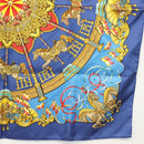 HERMES Carre 90 Scarf ""Plumes et Grelots"" Silk Blue Auth 138497-10