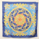 HERMES Carre 90 Scarf ""Plumes et Grelots"" Silk Blue Auth 138497-13