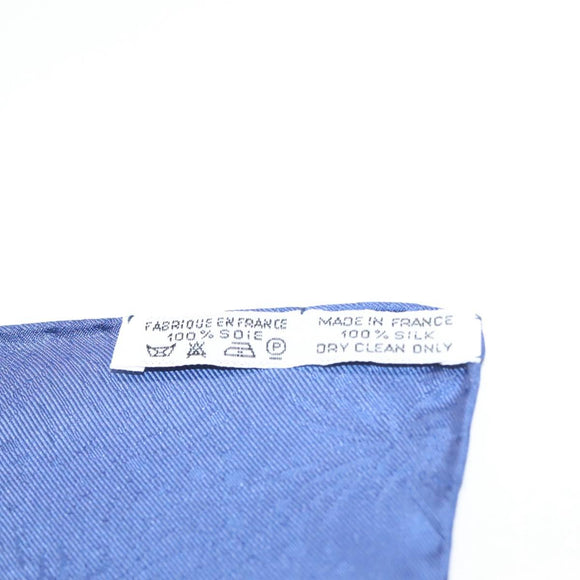 HERMES Carre 90 Scarf ""Plumes et Grelots"" Silk Blue Auth 138497