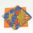 HERMES Carre 90 Scarf ""Plumes et Grelots"" Silk Blue Auth 138497-15