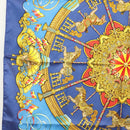 HERMES Carre 90 Scarf ""Plumes et Grelots"" Silk Blue Auth 138497-5