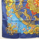 HERMES Carre 90 Scarf ""Plumes et Grelots"" Silk Blue Auth 138497-8