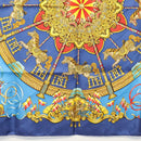 HERMES Carre 90 Scarf ""Plumes et Grelots"" Silk Blue Auth 138497-9