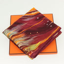 HERMES Carre 90 Scarf ""FEUX DU CIEL"" Silk Yellow Auth 138498-15