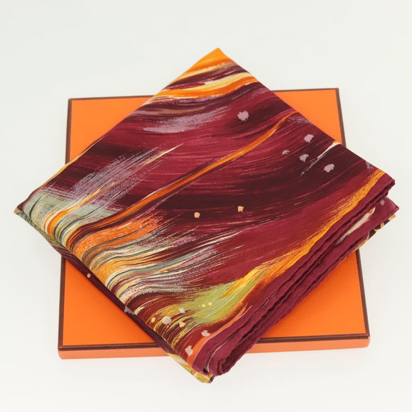 HERMES Carre 90 Scarf ""FEUX DU CIEL"" Silk Yellow Auth 138498