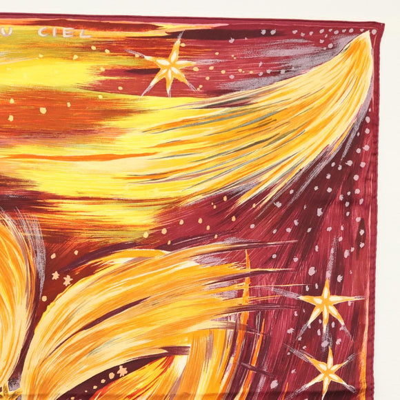 HERMES Carre 90 Scarf ""FEUX DU CIEL"" Silk Yellow Auth 138498