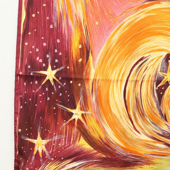 HERMES Carre 90 Scarf ""FEUX DU CIEL"" Silk Yellow Auth 138498