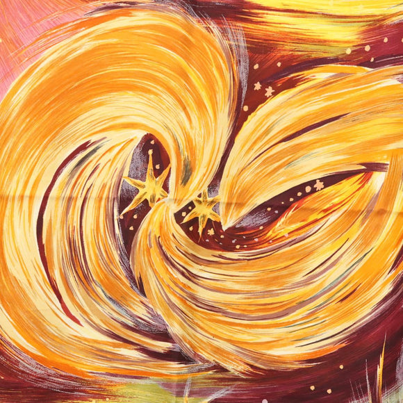 HERMES Carre 90 Scarf ""FEUX DU CIEL"" Silk Yellow Auth 138498