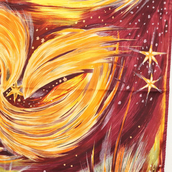 HERMES Carre 90 Scarf ""FEUX DU CIEL"" Silk Yellow Auth 138498