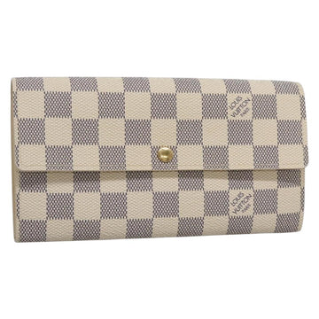 LOUIS VUITTON Damier Azur Portefeuille Sarah Long Wallet N61735 LV Auth 138500