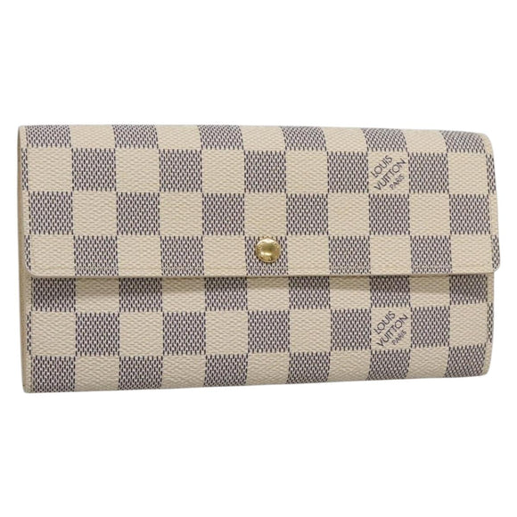 LOUIS VUITTON Damier Azur Portefeuille Sarah Long Wallet N61735 LV Auth 138500