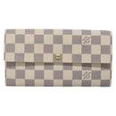 LOUIS VUITTON Damier Azur Portefeuille Sarah Long Wallet N61735 LV Auth 138500-13
