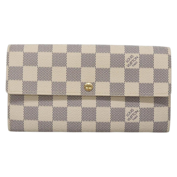 LOUIS VUITTON Damier Azur Portefeuille Sarah Long Wallet N61735 LV Auth 138500