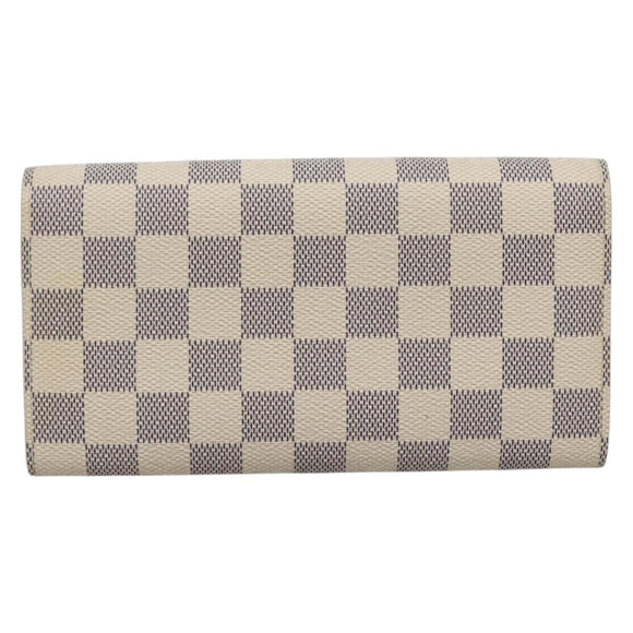 LOUIS VUITTON Damier Azur Portefeuille Sarah Long Wallet N61735 LV Auth 138500