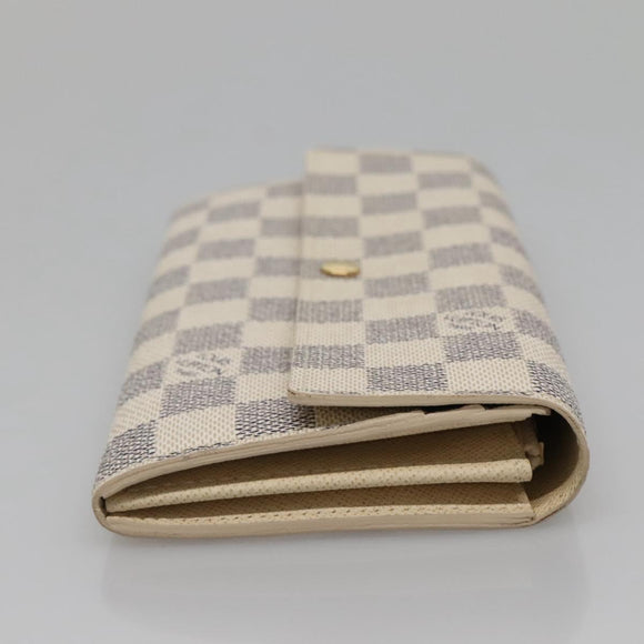 LOUIS VUITTON Damier Azur Portefeuille Sarah Long Wallet N61735 LV Auth 138500