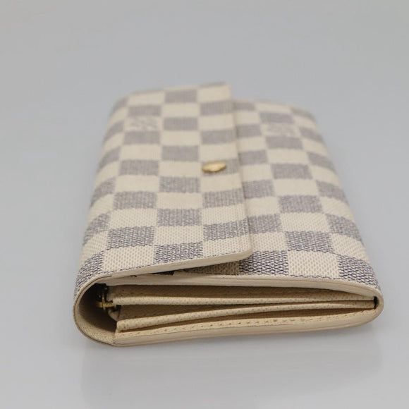 LOUIS VUITTON Damier Azur Portefeuille Sarah Long Wallet N61735 LV Auth 138500