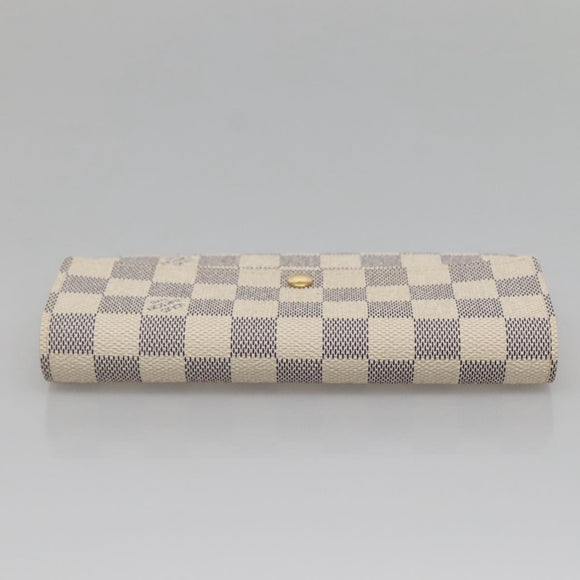 LOUIS VUITTON Damier Azur Portefeuille Sarah Long Wallet N61735 LV Auth 138500