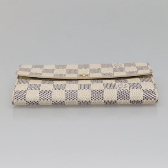 LOUIS VUITTON Damier Azur Portefeuille Sarah Long Wallet N61735 LV Auth 138500