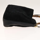 GUCCI Bamboo Shoulder Bag Suede 2way Black Gold 01 1705 1577 Auth 138502-4