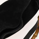 GUCCI Bamboo Shoulder Bag Suede 2way Black Gold 01 1705 1577 Auth 138502-6