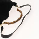 GUCCI Bamboo Shoulder Bag Suede 2way Black Gold 01 1705 1577 Auth 138502-7